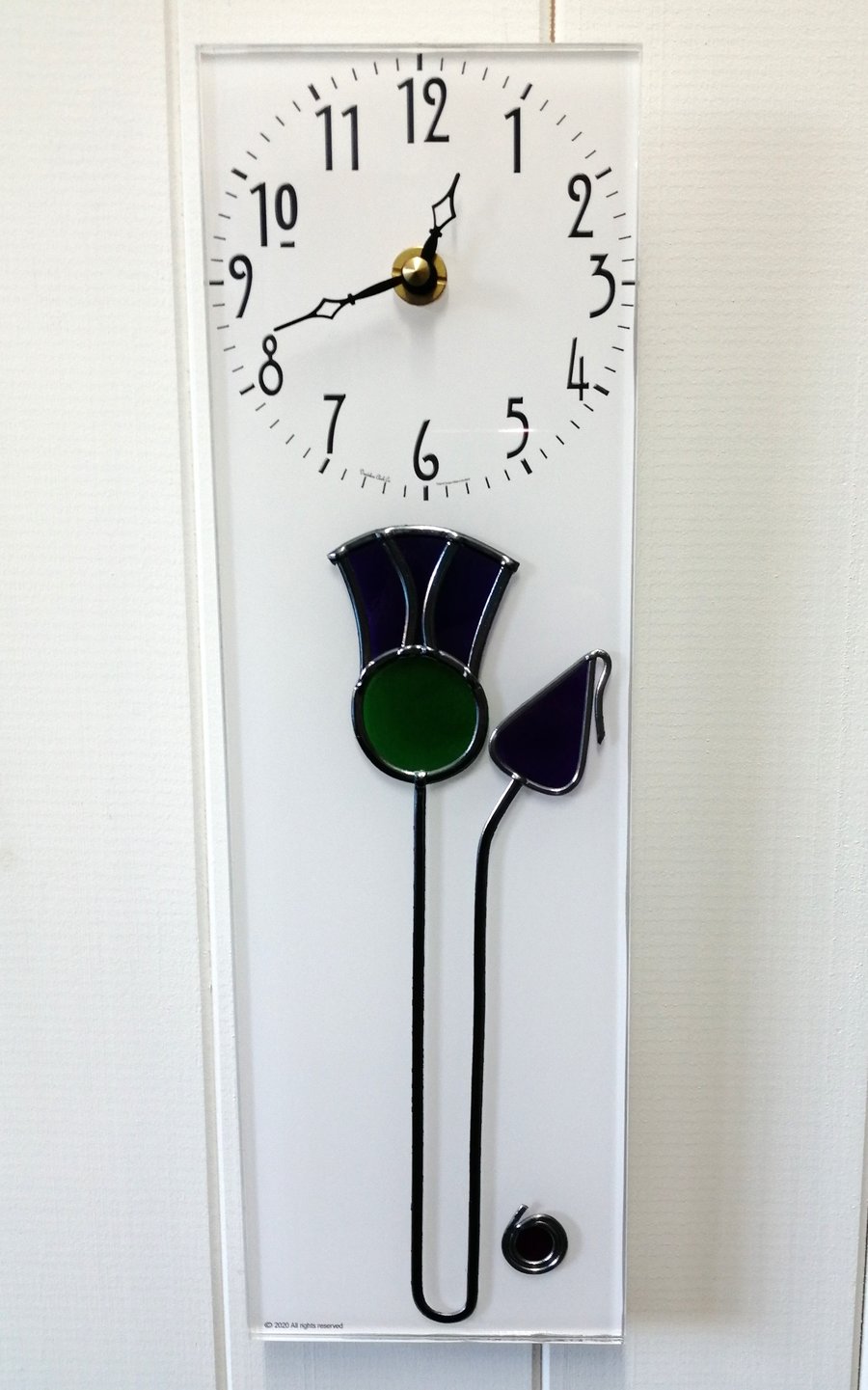 Scottish Thistle Stained Glass effect Wall Clock
