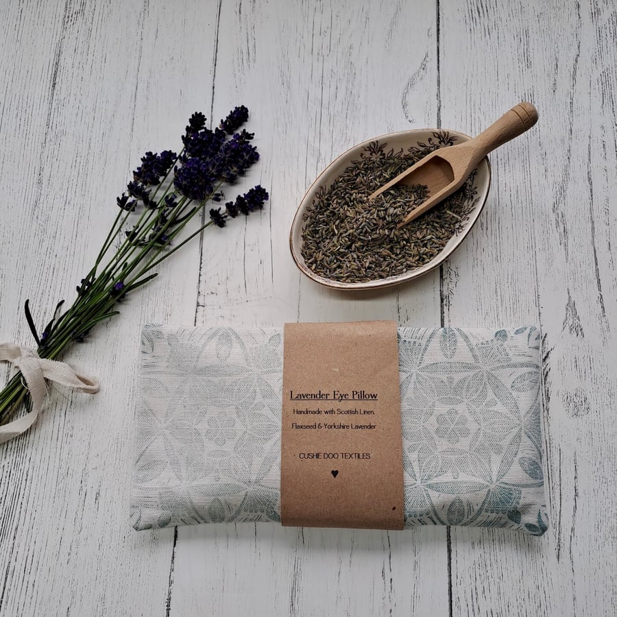 Hand Printed Linen Lavender Eye Pillow