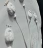 Wall Key Holder with Hooks – Botanical Poppy Plaster Cast on Burgundy Wood - Image 5