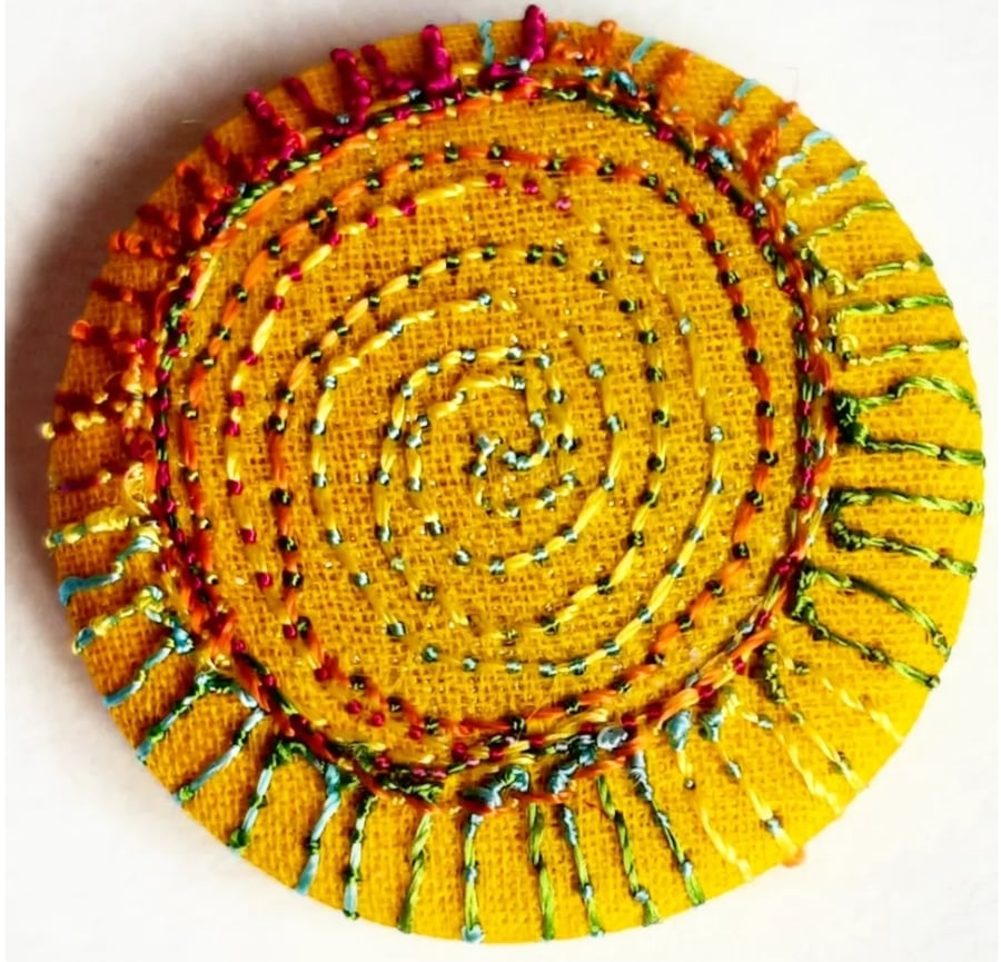 Buttons 1 inch button Hand Dyed Silks and Cottons Free Machine Embroidery Button