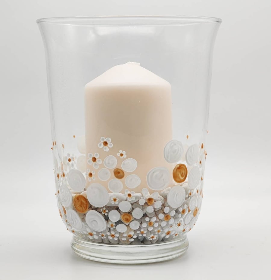 Hand-painted 'Hippy Flower' Glass Vase Candle Holder