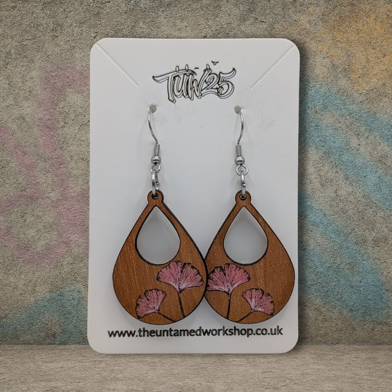 Ginkgo Leaf Teardrop Earrings