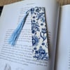 Wooden bookmark blue and white design decoupage with tassel stocking filler