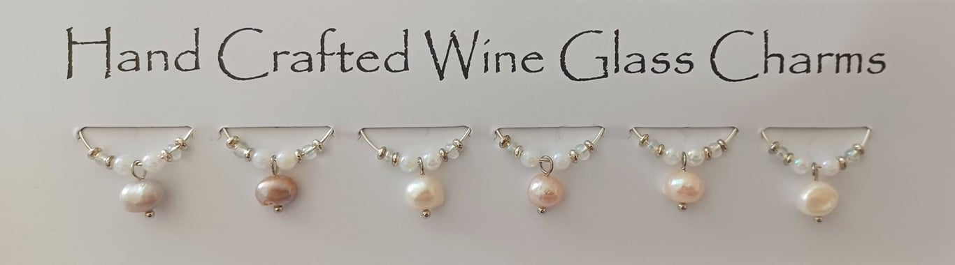 Cultured Pearl Wine Glass Charms set of 6