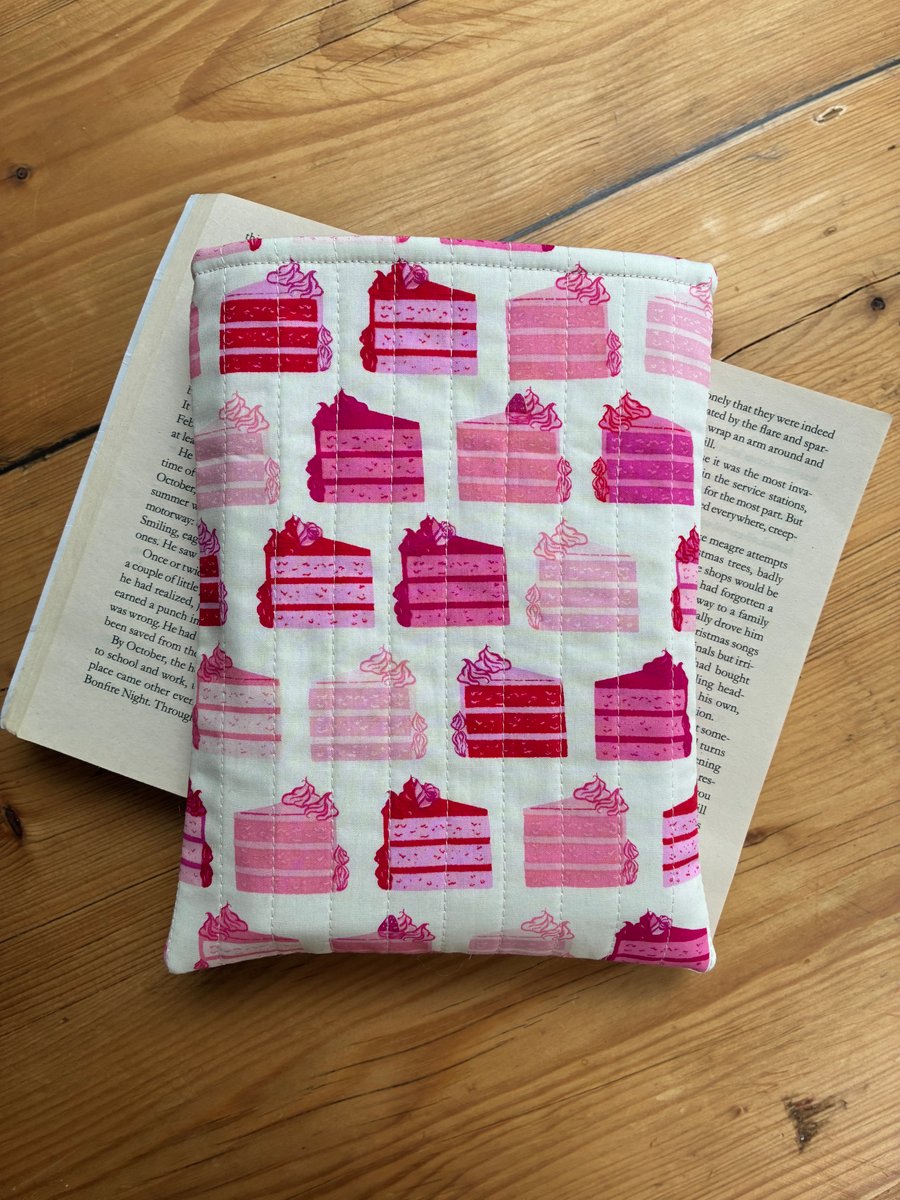 Pink Cake Slices Quilted Fabric Book Sleeve - Paperback Size 