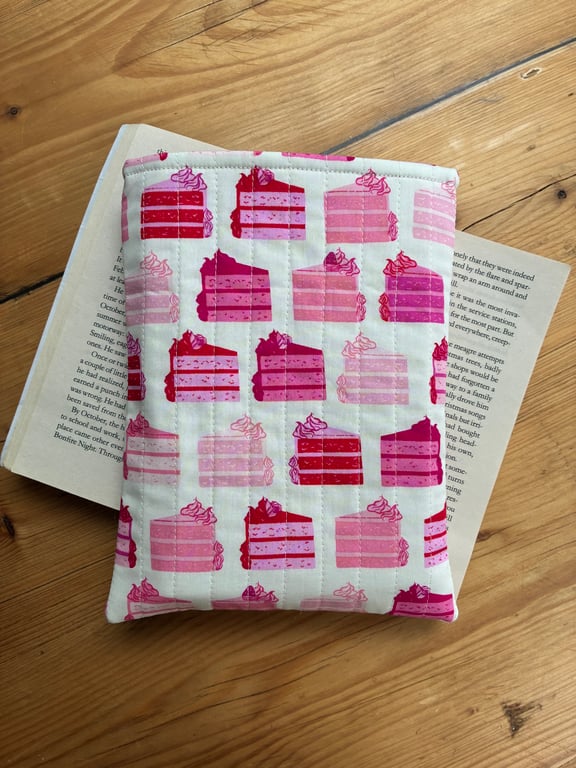 Pink Cake Slices Quilted Fabric Book Sleeve - Paperback Size 