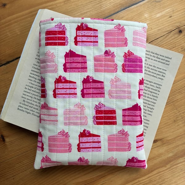 Pink Cake Slices Quilted Fabric Book Sleeve - Paperback Size 
