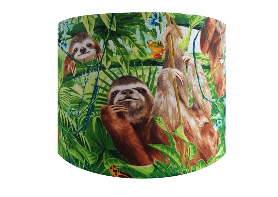 Jungle Sloth & Frog Lampshade - Light Shade Vintage Home Tropical Rainforest
