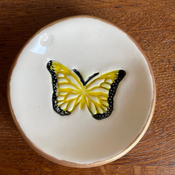 SALE! - gold rimmed ceramic butterfly trinket dishes