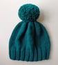Bobble Hat in Petrol Green Chunky Yarn  - Image 3