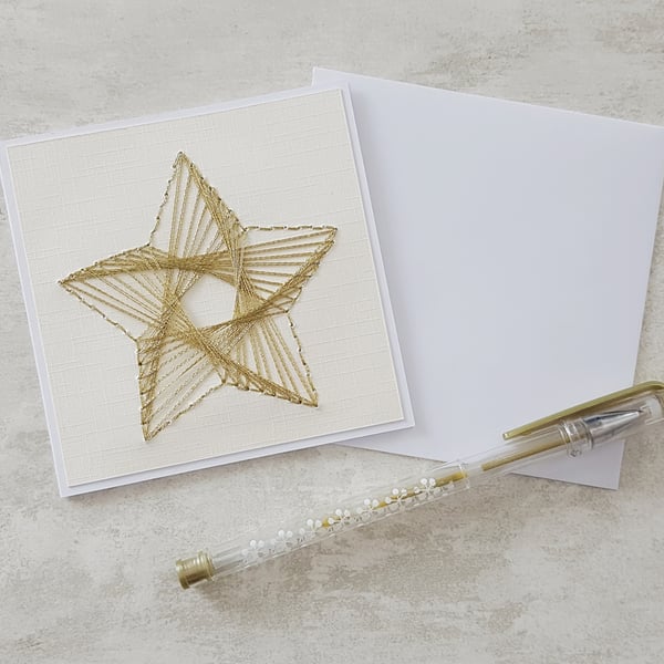 Star Hand Stitched Card, Graduation Card, Gold Star Card, Teachers Card