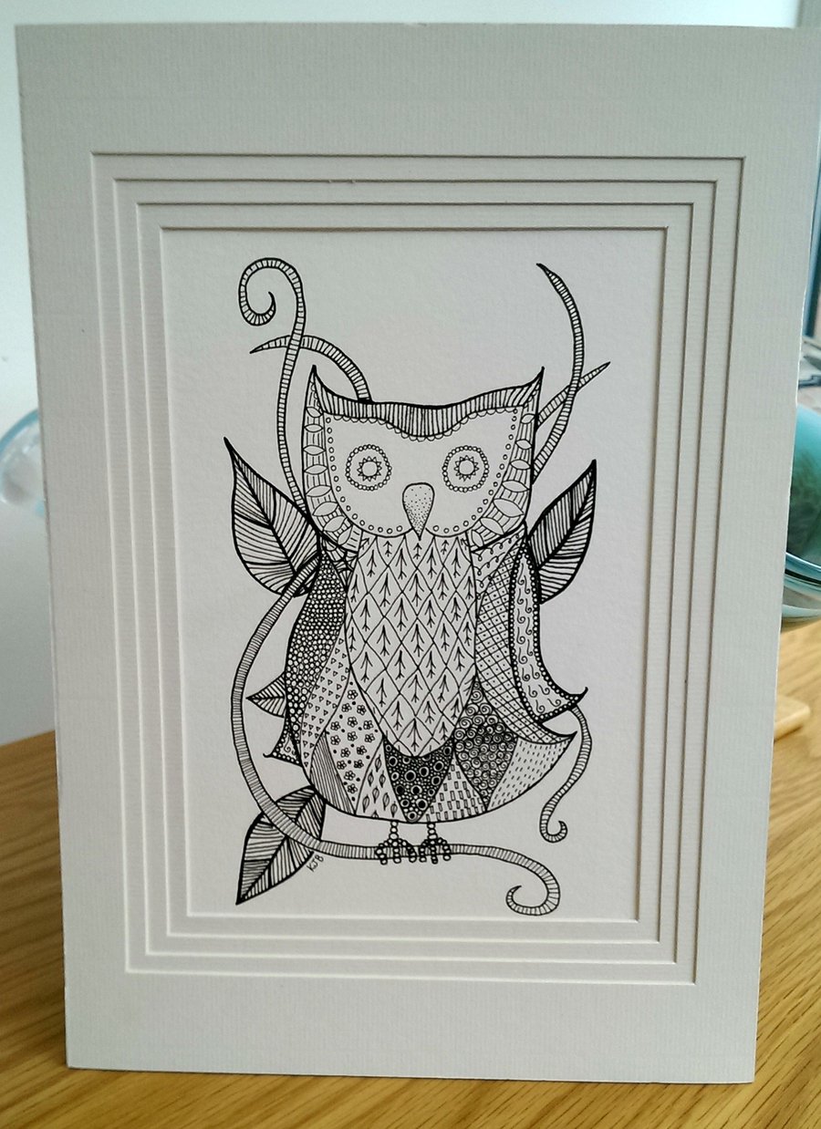 Original Owl Pen and Ink Drawing