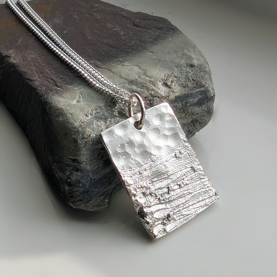 Brutalist Design Recycled Handmade Sterling Silver Pendant
