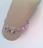 Silver Sliding Adjustable Bracelet with Morganite Beads & Crystals, Gift for Her - Image 3