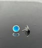 Enamel Earrings, round enamel studs,  - Image 2