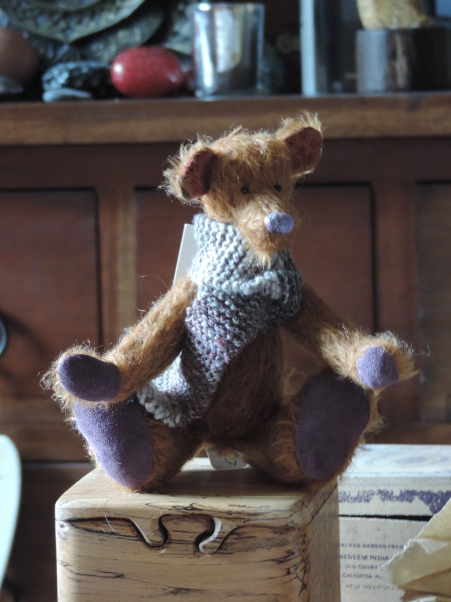 7" Hand made Bear. Mohair.Bilberry Pie