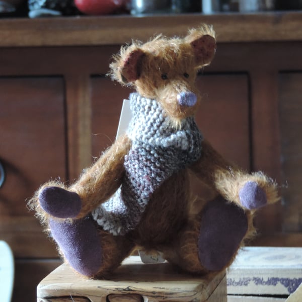 7" Hand made Bear. Mohair.Bilberry Pie