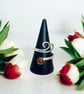 Sterling Silver Amber Ring - Gift Boxed - Size Q Adjustable Asymmetrical