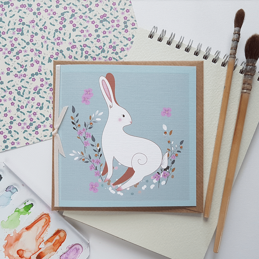  Blank Rabbit, Hare Inspired Greetings Card Luna Hare 