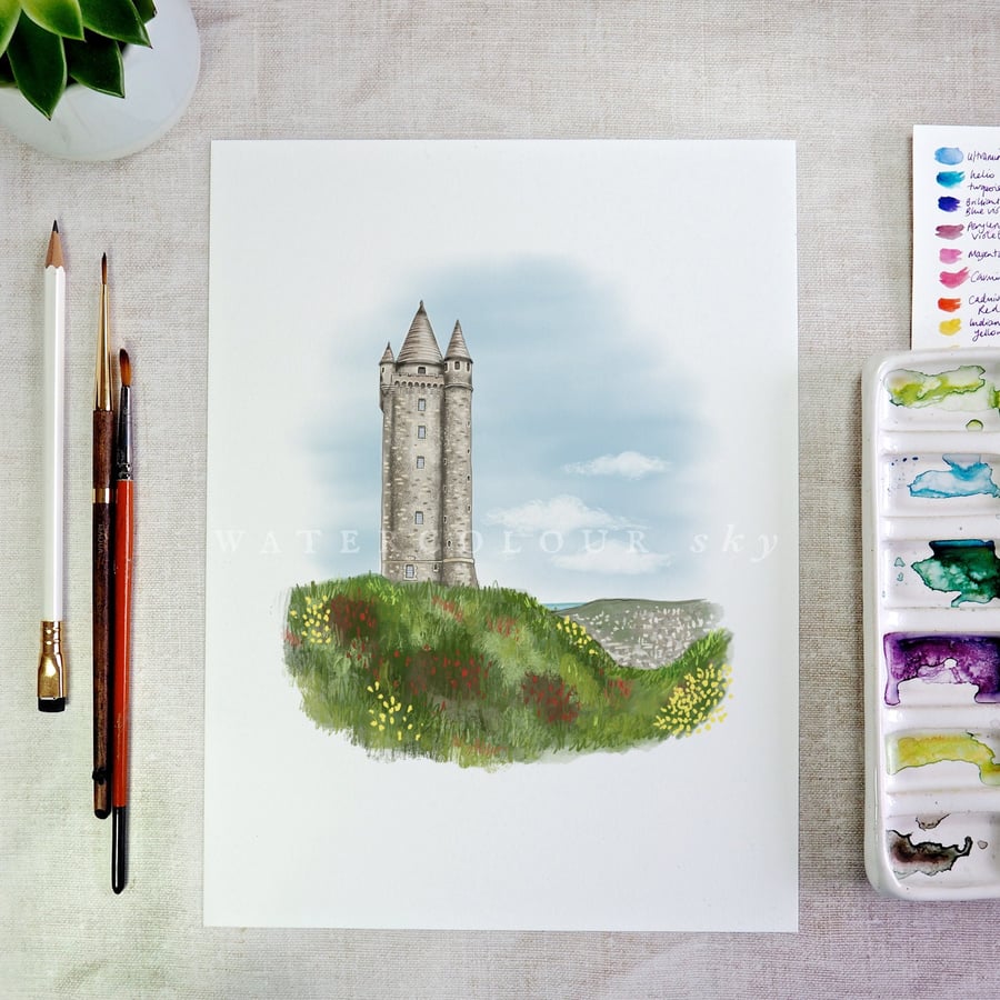 Image of Scrabo Tower Ards Co. Down Northern Irish Art Print