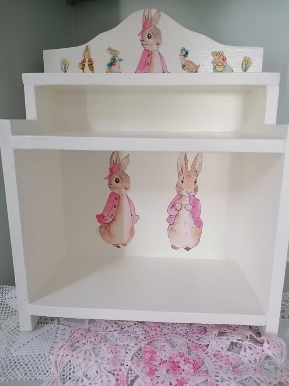 Wooden Bookcase Shelf Storage Unit Freestanding Beatrix Potter Flopsy Bunny Desi