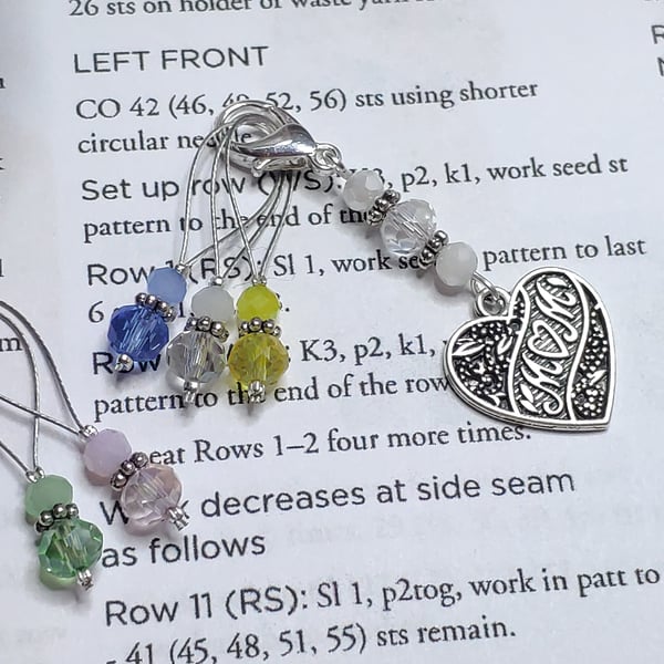 Mum stitch markers for knitting, set of 5