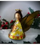 Large: Yellow Tin Angel Christmas tree topper - Image 2