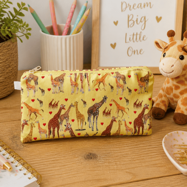 Giraffe Pencil Case or Small Make Up Bag 