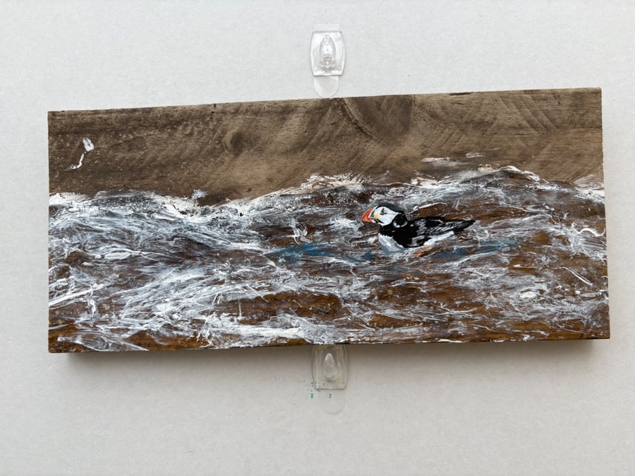 Puffin on rough seas - Wall art