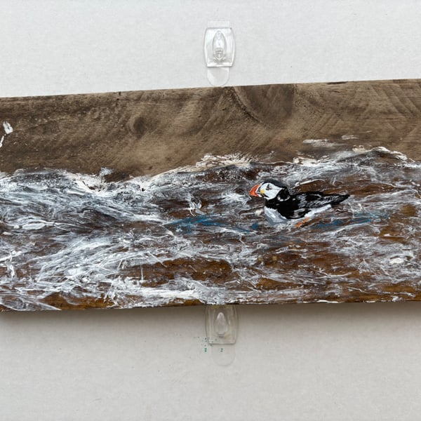 Puffin on rough seas - Wall art