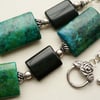 Chrysocolla and Black Agate  Flat Tube Collar Necklace   KCJ382