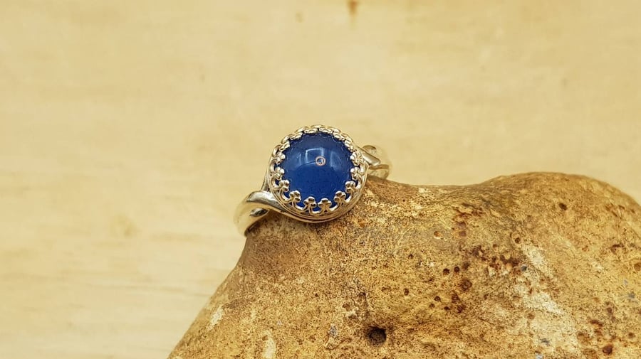 Adjustable blue Onyx Ring. December birthstone. 