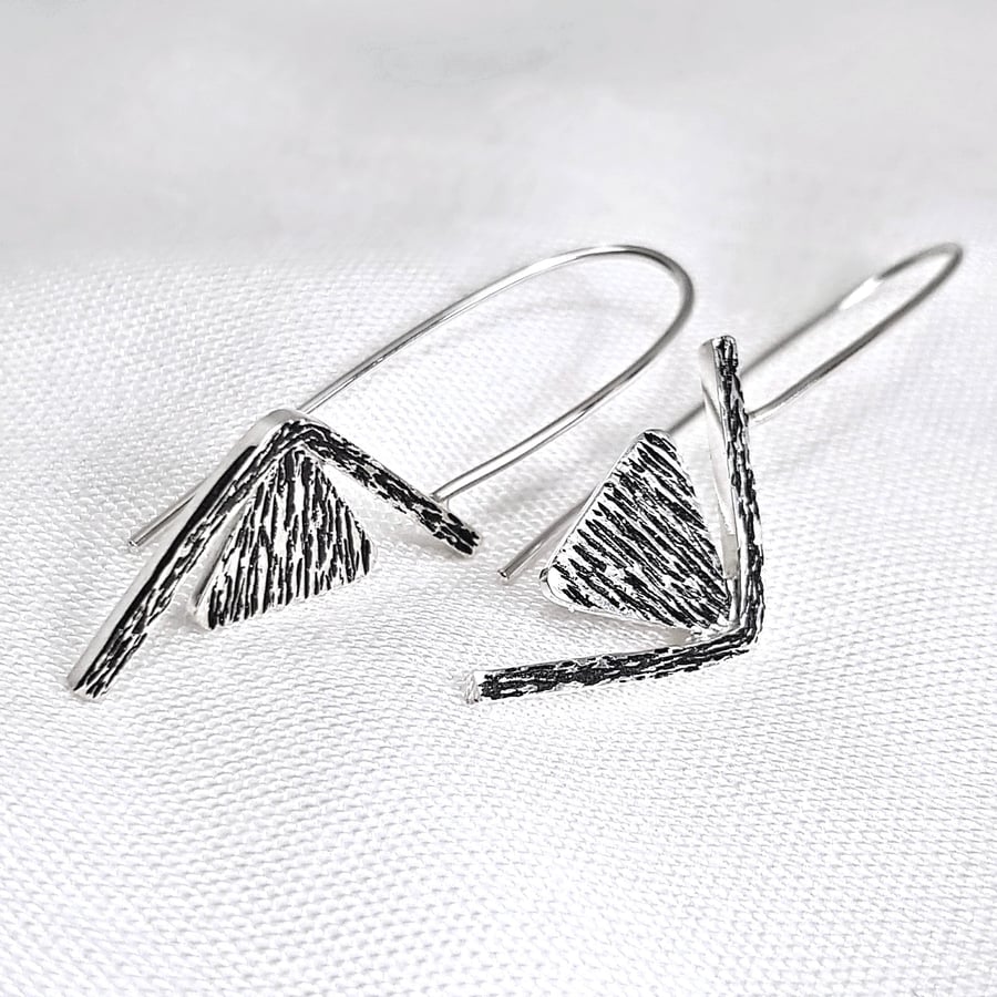 Geometric Silver Earrings, Sterling Silver Triangle Earrings, Handmade Jewellery