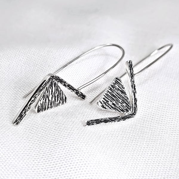 Geometric Silver Earrings, Sterling Silver Triangle Earrings, Handmade Jewellery