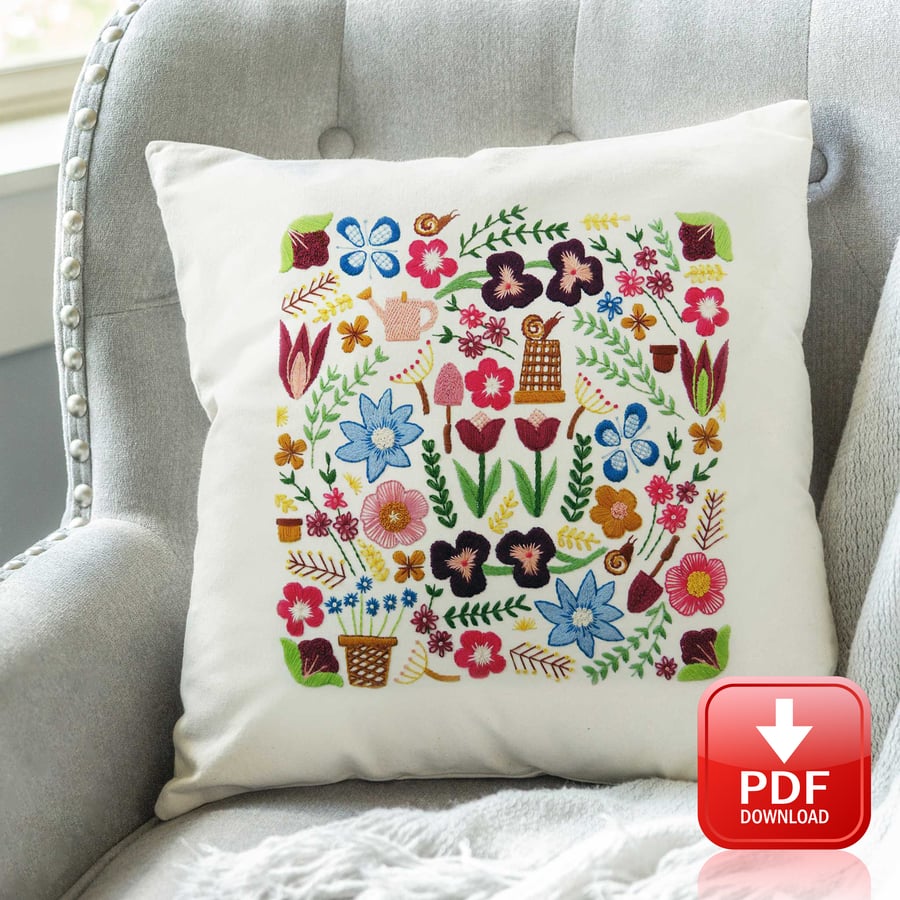 Garden Glory Hand Embroidery PDF Pattern