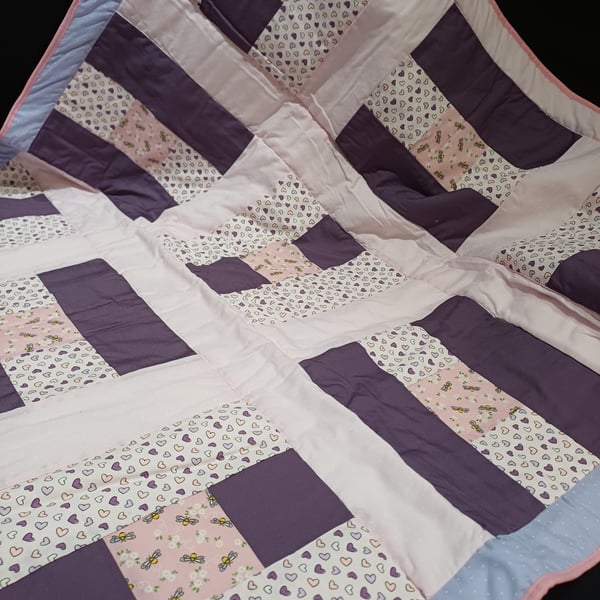 Girls Pink patchwork blanket