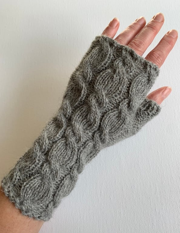 Fingerless Gloves Grey Alpaca