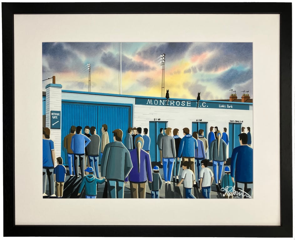 Montrose, Retro Links Park Football Stadium Art Print 20" x 16" Frame Size