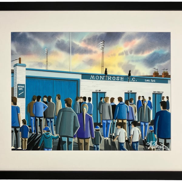 Montrose, Retro Links Park Football Stadium Art Print 20" x 16" Frame Size