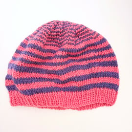 Ladies Striped Beanie Hat - UK Free Post