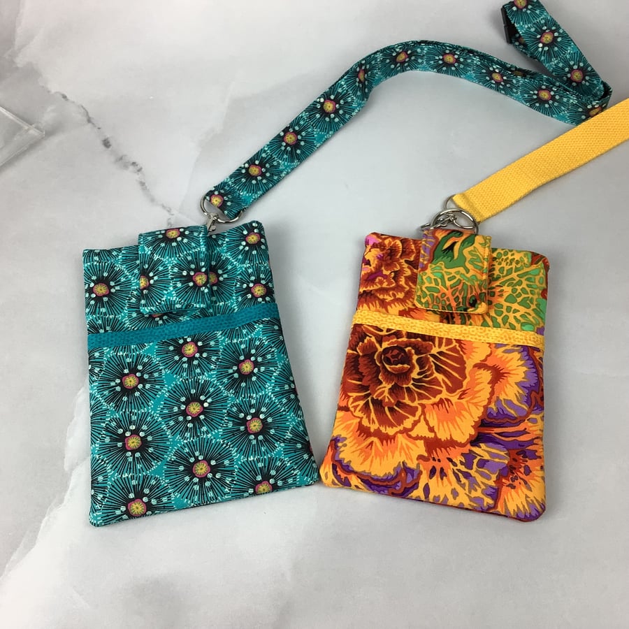 Floral neck bag, Flower phone cover, Detachable lanyard, 2 options