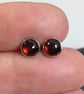  Garnet stud earrings sterling silver , gemstone studs pinky red - Image 3