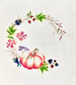 Watercolour Pumpkin Wreath Print Cotton linen Embroidery Panel - Image 4