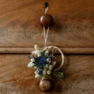 Mini blue Thistle and lavender dried flower wreath, floral hanging decoration