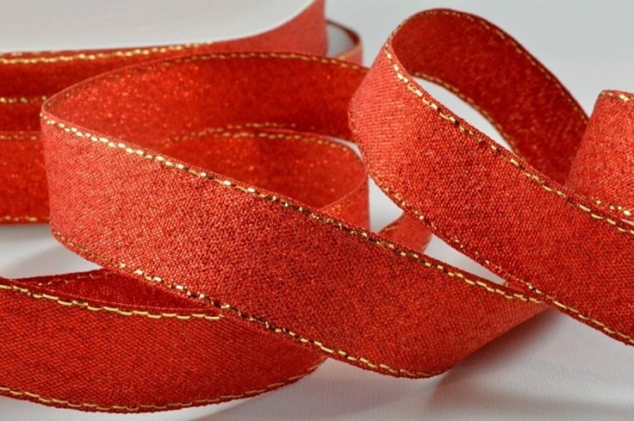 Red Lurex glitter ribbon 19mm x 3 metres