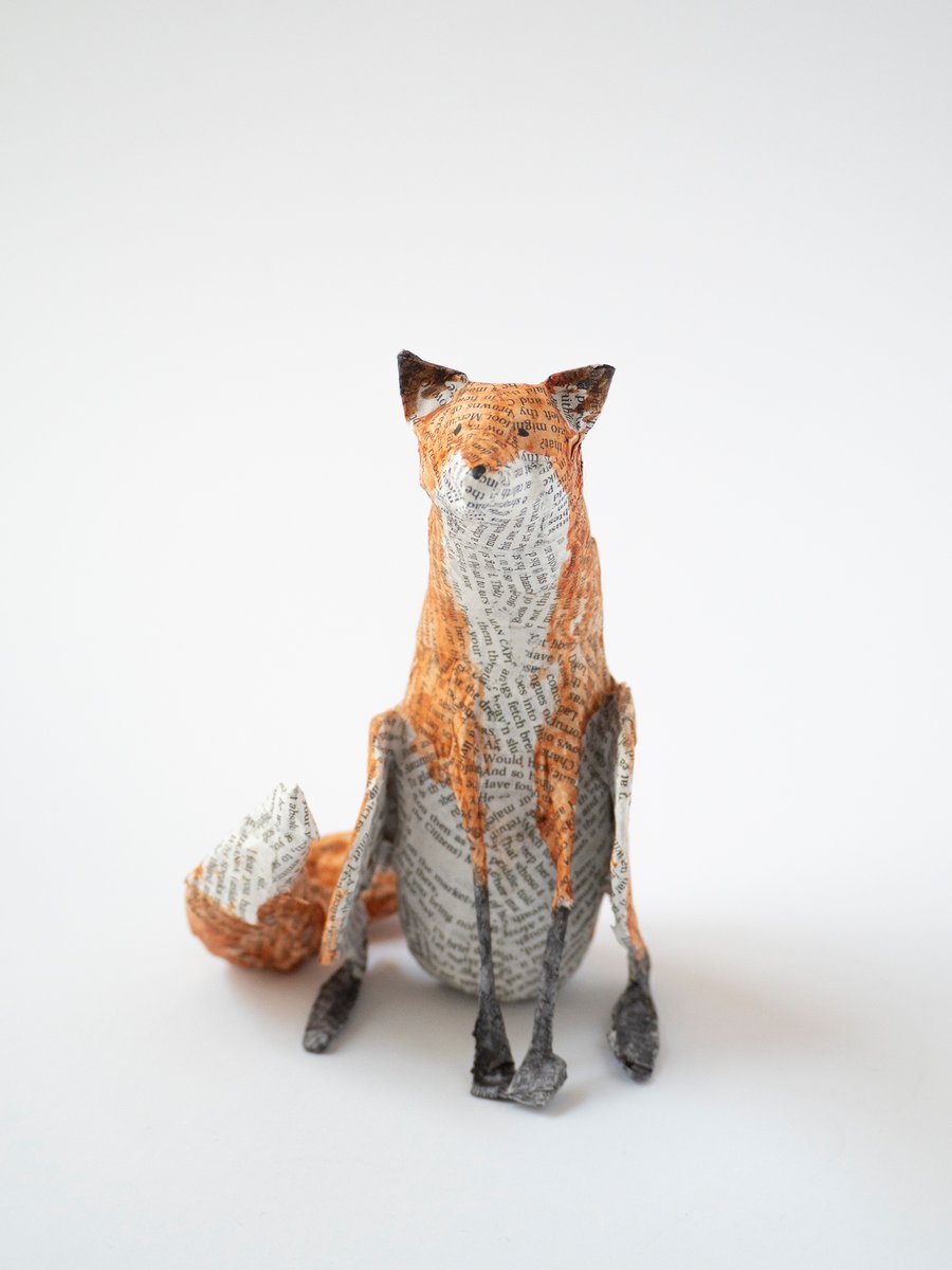 Flick Large Sitting Paper Mache Fox