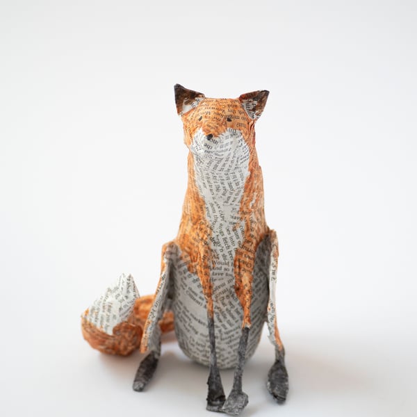 Flick Large Sitting Paper Mache Fox