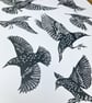 Starlings one-colour A2 linocut screen-print - Image 4