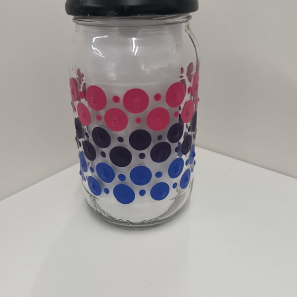 Hand Painted Glass Jar - Mandala pink.purple.blue
