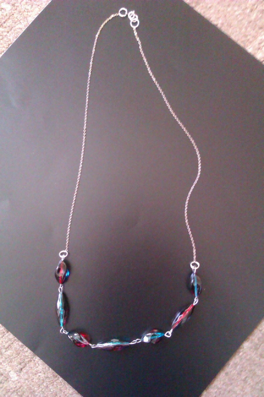 long necklace with two tone beads